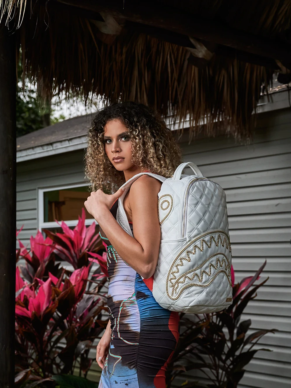 Sprayground Riviera White Gold DLX Backpack - Image 9