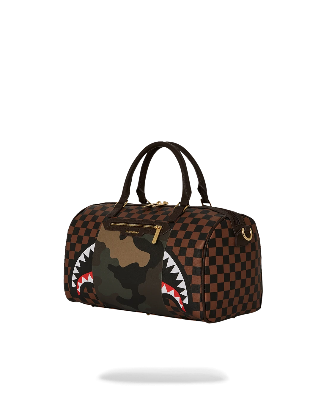 SPRAYGROUND EXTERIOR GOLD ZIP POCKET SHARKS IN PARIS MINI DUFFLE - Image 5