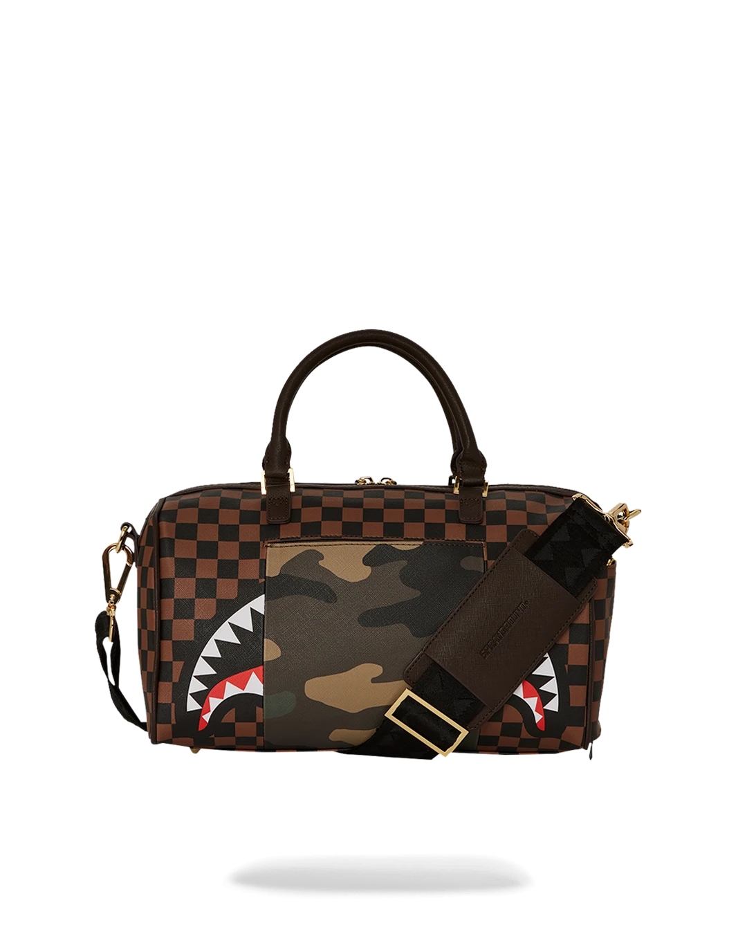 SPRAYGROUND EXTERIOR GOLD ZIP POCKET SHARKS IN PARIS MINI DUFFLE - Image 7