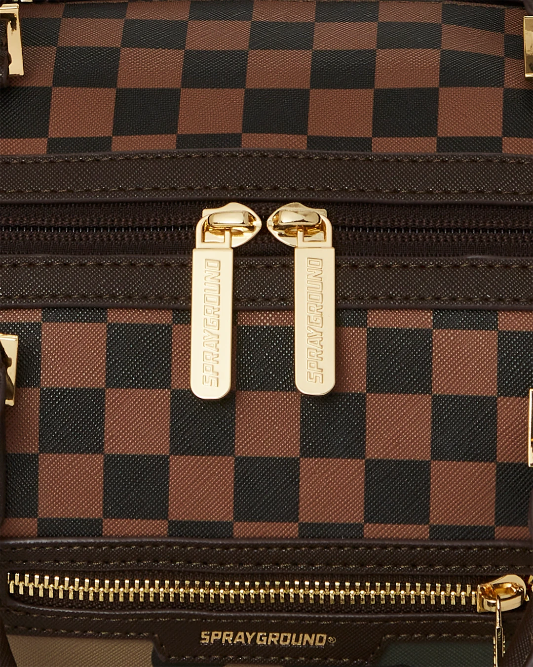 SPRAYGROUND EXTERIOR GOLD ZIP POCKET SHARKS IN PARIS MINI DUFFLE - Image 11