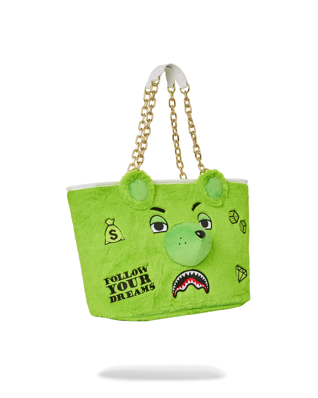 SPRAYGROUND PLUSH MONEYBEAR TOTE (GREEN) - Image 3
